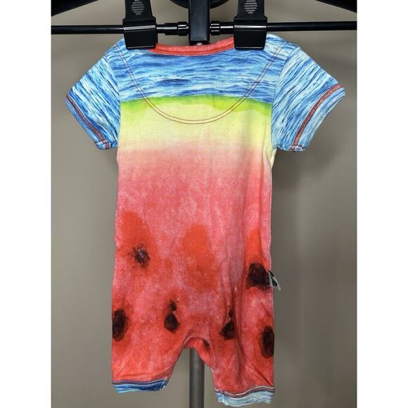 Inchworm Alley Water Watermelon Romper Baby 0-3 Months Short Sleeve Bodysuit Zip - Picture 2 of 5